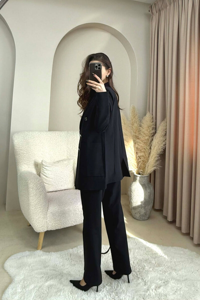 ONE COLOR SIMPLE JACKET+ TROUSERS WOMEN SET BLACK/ E ZEZE - 2