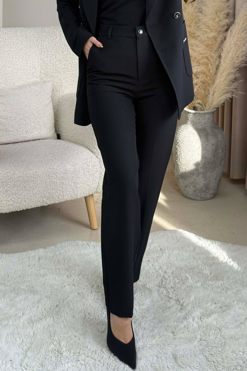 ONE COLOR SIMPLE JACKET+ TROUSERS WOMEN SET BLACK/ E ZEZE - 4