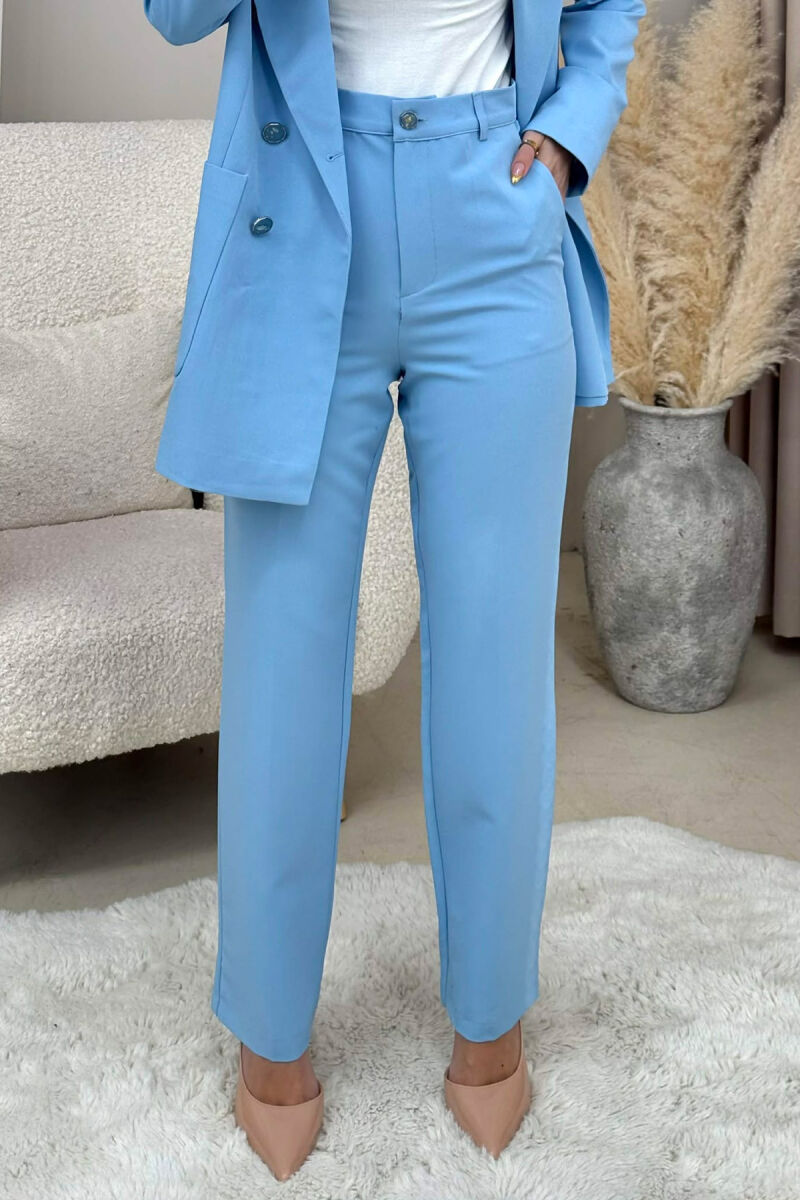 ONE COLOR SIMPLE JACKET+ TROUSERS WOMEN SET LIGHTBLUE/BZ - 3