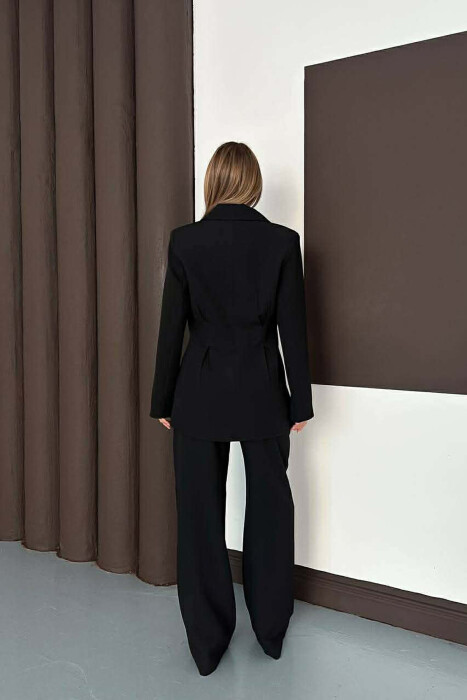 ONE COLOR SIMPLE JACKET+ WIDE LEG TROUSERS WOMAN SET BLACK/ E ZEZE - 6