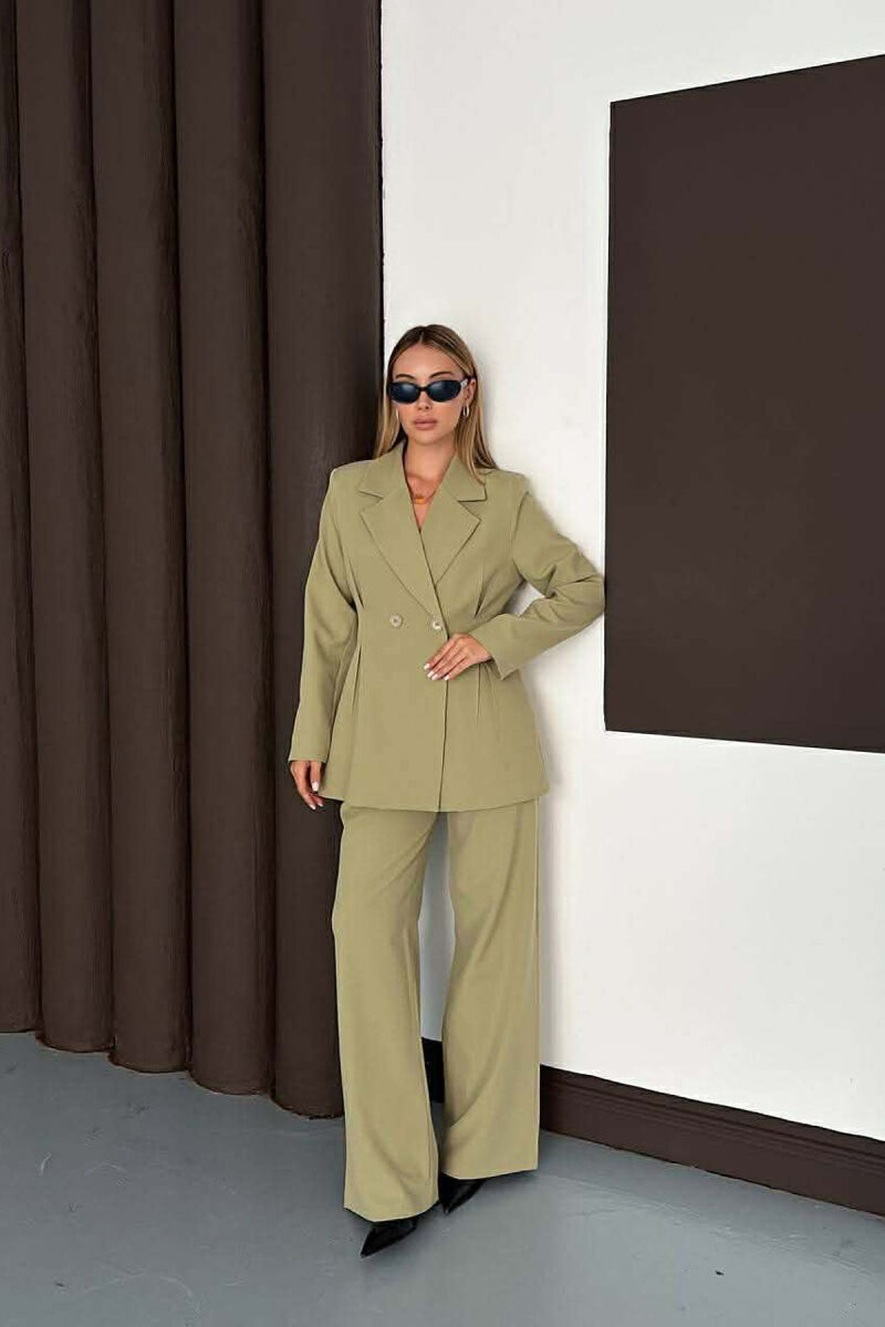 ONE COLOR SIMPLE JACKET+ WIDE LEG TROUSERS WOMAN SET MINT/MENTE - 1