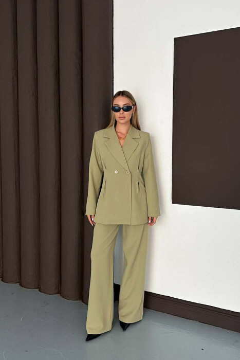 ONE COLOR SIMPLE JACKET+ WIDE LEG TROUSERS WOMAN SET MINT/MENTE - 2