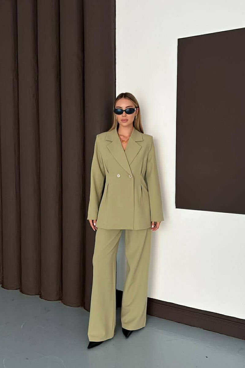 ONE COLOR SIMPLE JACKET+ WIDE LEG TROUSERS WOMAN SET MINT/MENTE - 2
