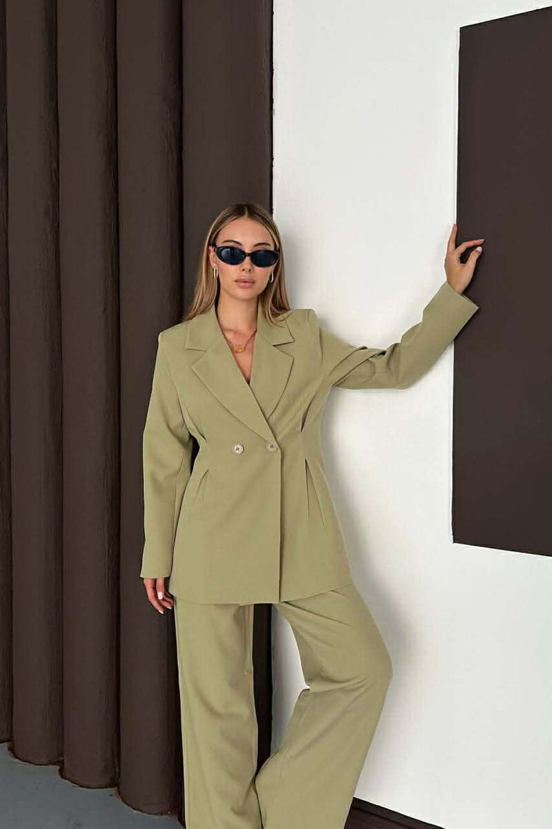 ONE COLOR SIMPLE JACKET+ WIDE LEG TROUSERS WOMAN SET MINT/MENTE - 3