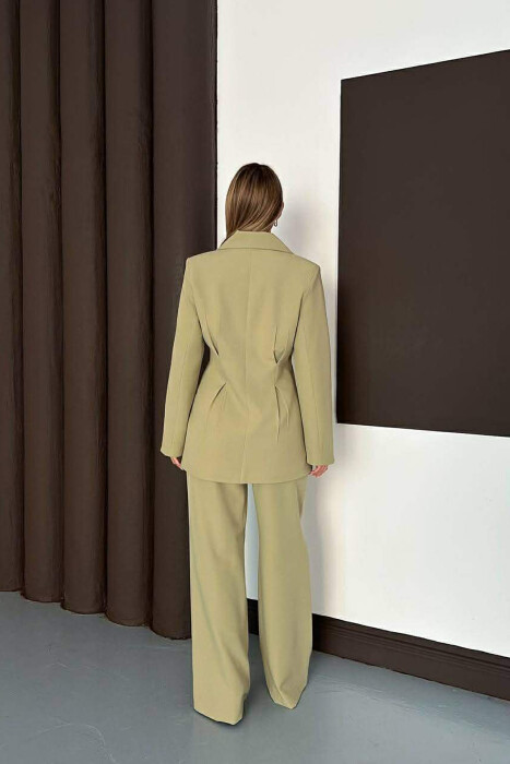 ONE COLOR SIMPLE JACKET+ WIDE LEG TROUSERS WOMAN SET MINT/MENTE - 4