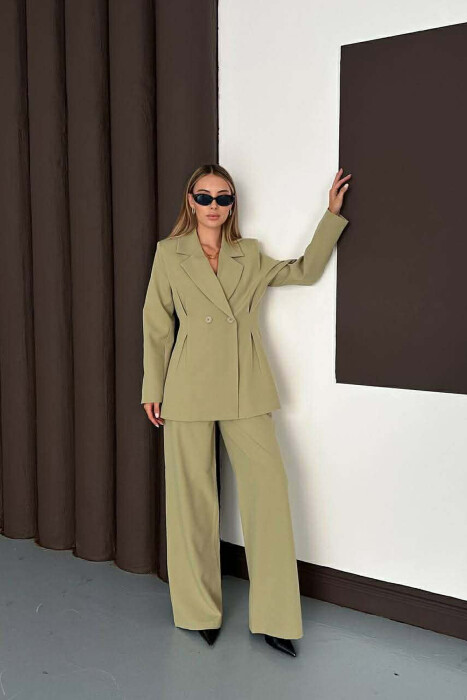 ONE COLOR SIMPLE JACKET+ WIDE LEG TROUSERS WOMAN SET MINT/MENTE - 6