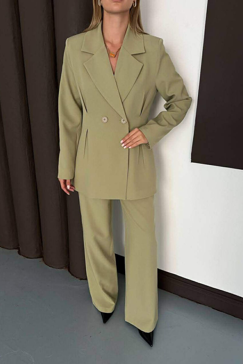 ONE COLOR SIMPLE JACKET+ WIDE LEG TROUSERS WOMAN SET MINT/MENTE - 7