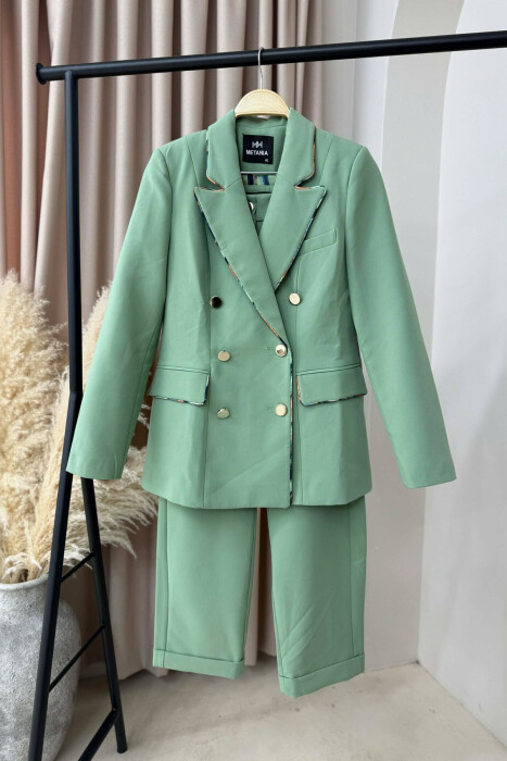 ONE COLOR SIMPLE JACKET+TROUSERS WOMEN SET MINT/MENTE - 1