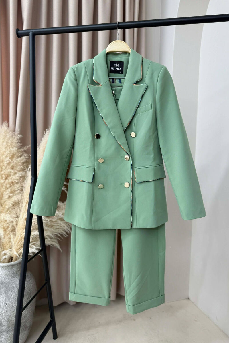 ONE COLOR SIMPLE JACKET+TROUSERS WOMEN SET MINT/MENTE - 1