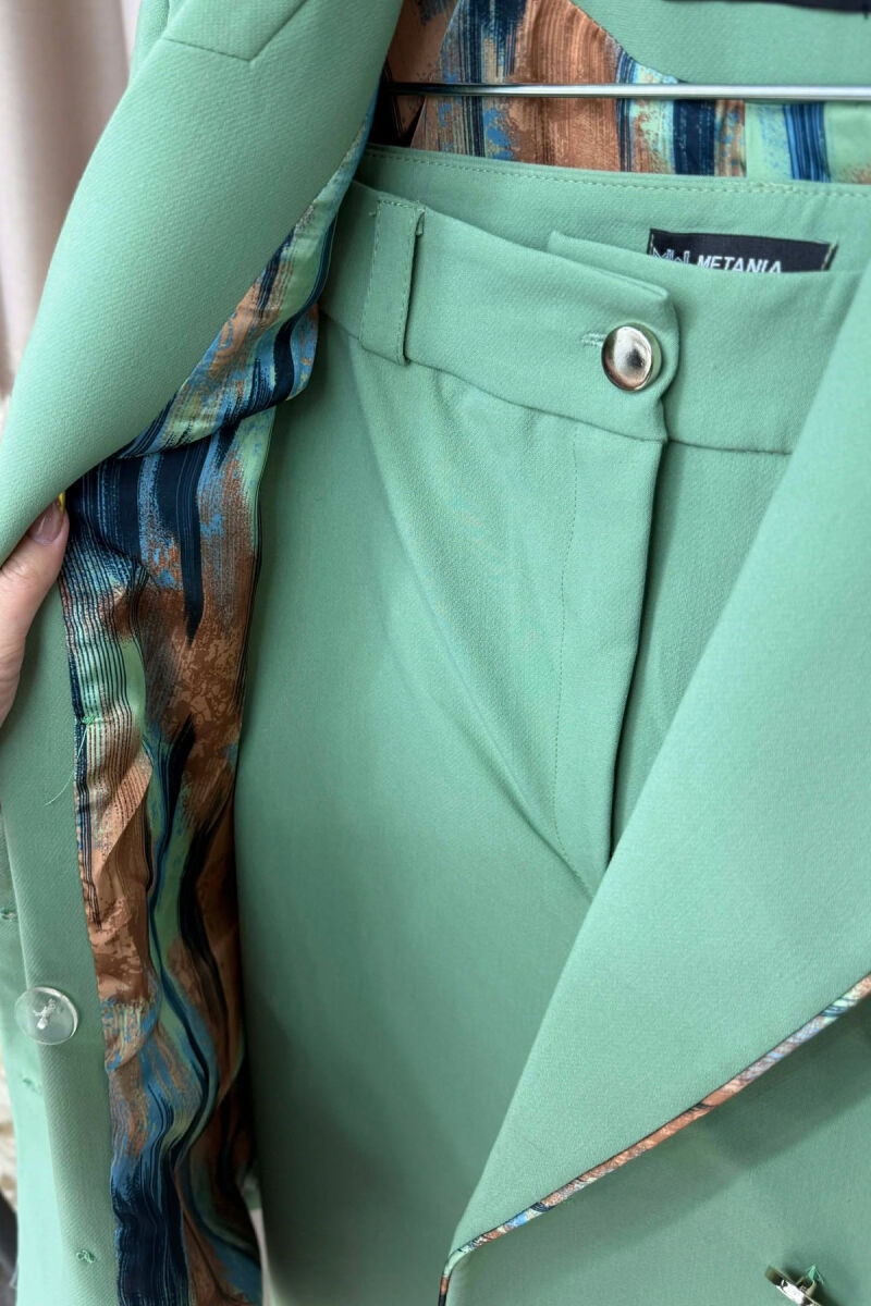 ONE COLOR SIMPLE JACKET+TROUSERS WOMEN SET MINT/MENTE - 3