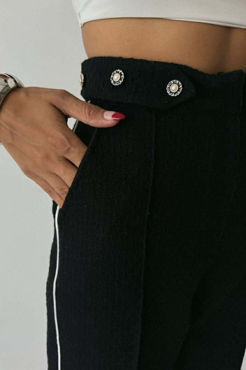 ONE COLOR SIMPLE KNITTED WOMEN TROUSERS BLACK/ E ZEZE - 2