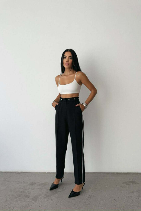ONE COLOR SIMPLE KNITTED WOMEN TROUSERS BLACK/ E ZEZE 