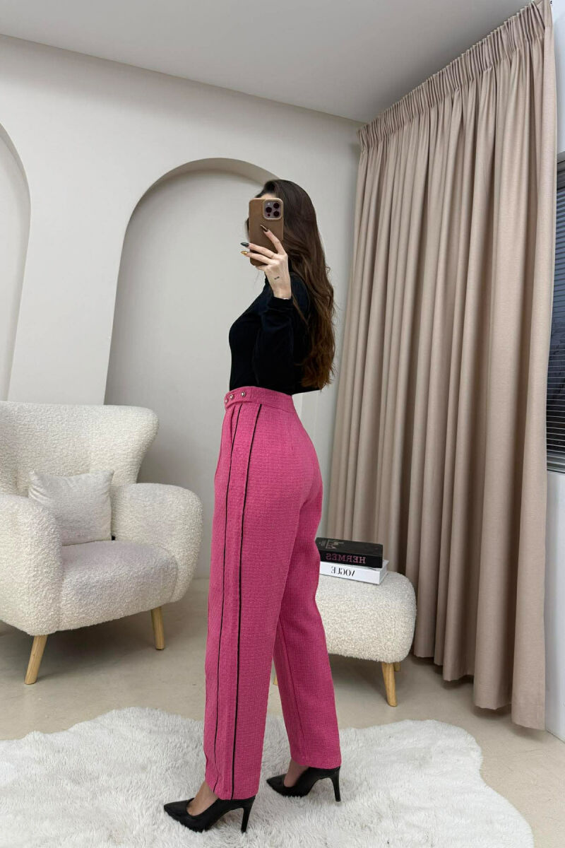 ONE COLOR SIMPLE KNITTED WOMEN TROUSERS FUCHSIA/CIKLAMI - 3