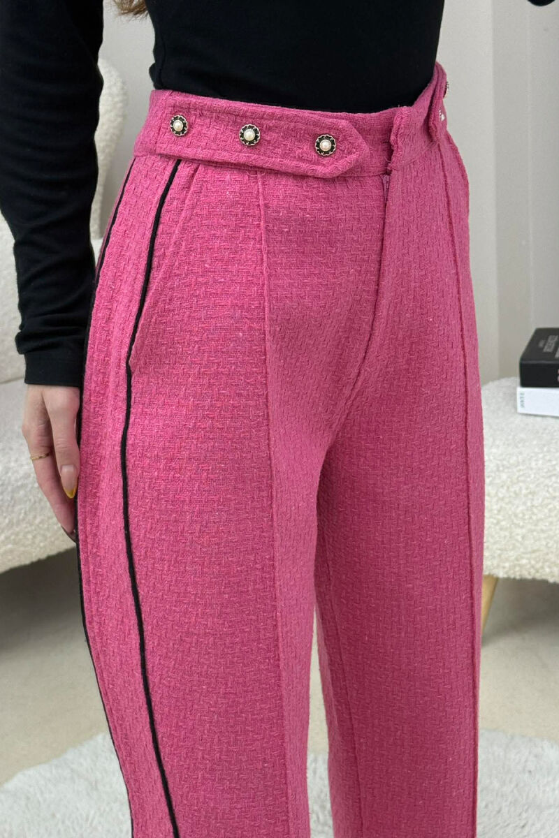 ONE COLOR SIMPLE KNITTED WOMEN TROUSERS FUCHSIA/CIKLAMI - 4