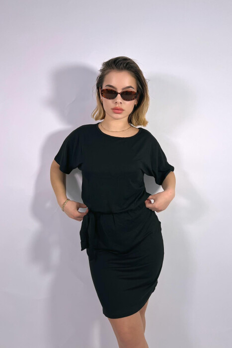 ONE COLOR SIMPLE LACING WOMEN DRESS BLACK/ E ZEZE - 2