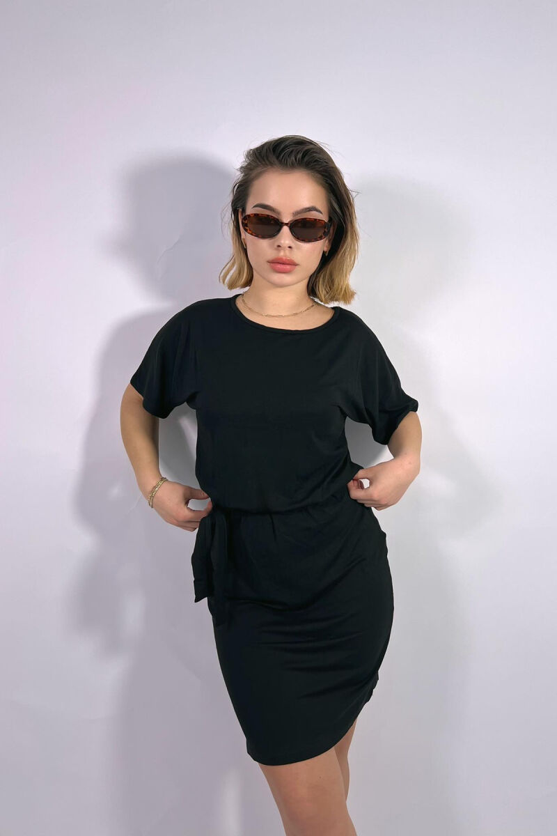 ONE COLOR SIMPLE LACING WOMEN DRESS BLACK/ E ZEZE - 2