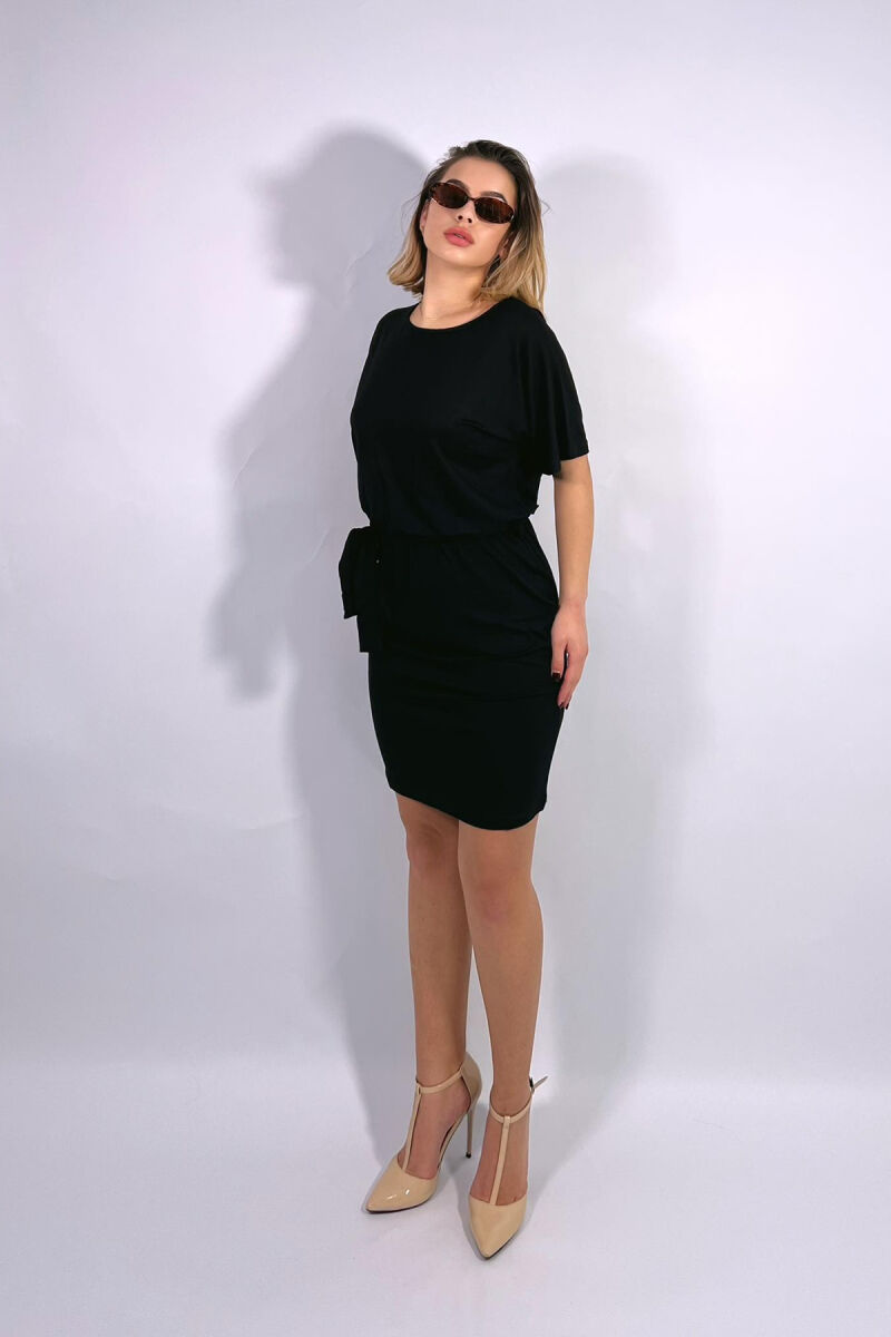 ONE COLOR SIMPLE LACING WOMEN DRESS BLACK/ E ZEZE - 5