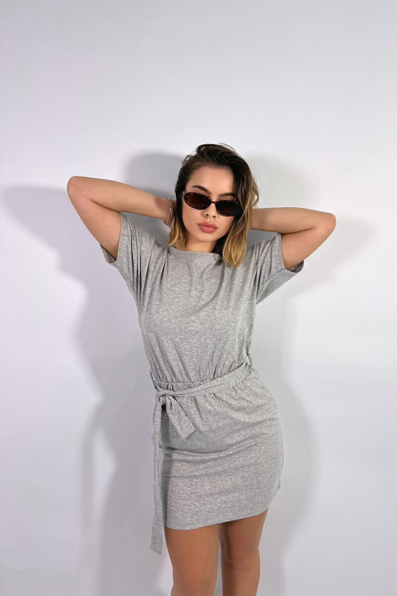 ONE COLOR SIMPLE LACING WOMEN DRESS LIGHT GREY/GZ - 2