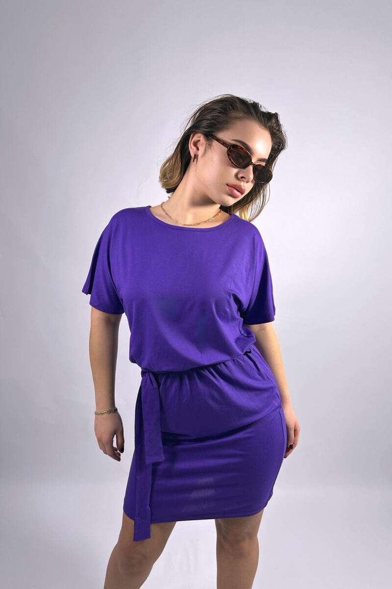 ONE COLOR SIMPLE LACING WOMEN DRESS PURPLE/LEJLA - 4