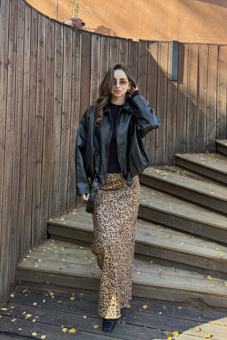 ONE COLOR SIMPLE LEATHER WOMEN JACKET BLACK/ E ZEZE - 2