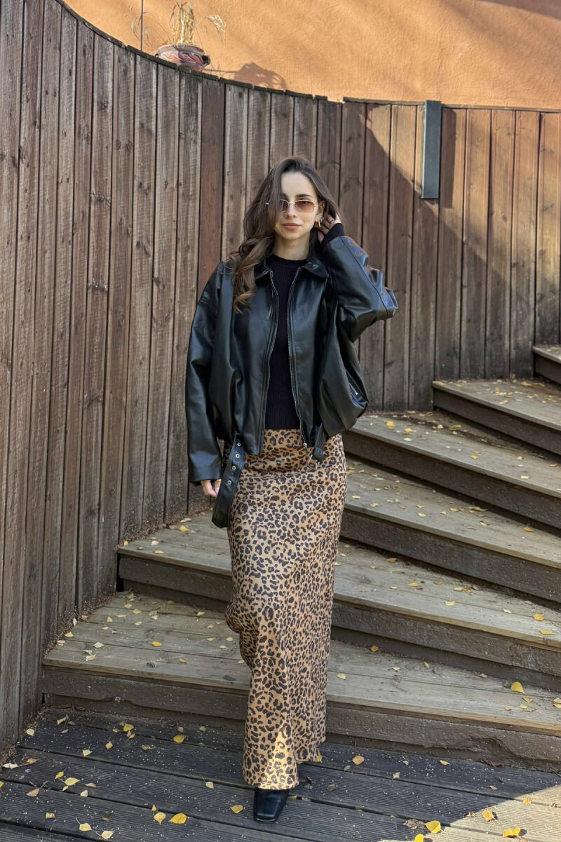 ONE COLOR SIMPLE LEATHER WOMEN JACKET BLACK/ E ZEZE - 2