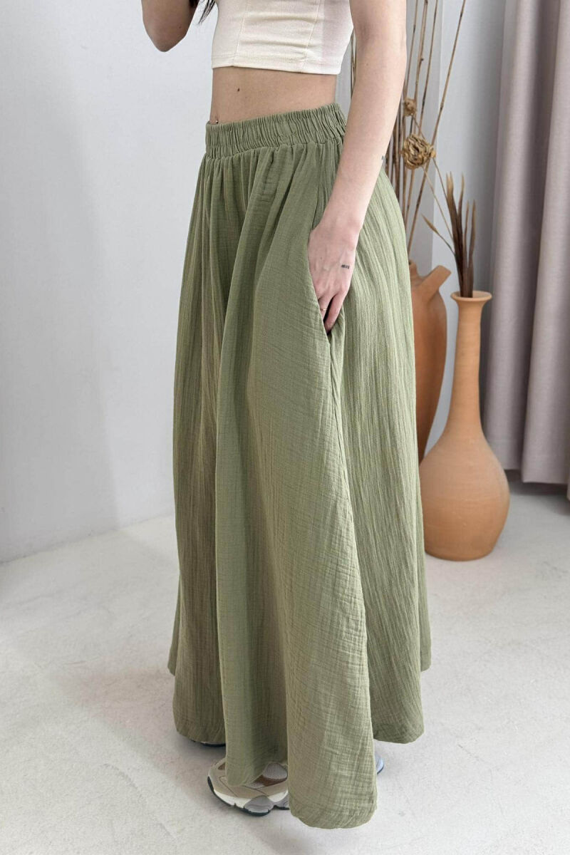 ONE COLOR SIMPLE LONG WOMEN SKIRT GREEN/JESHILE - 4
