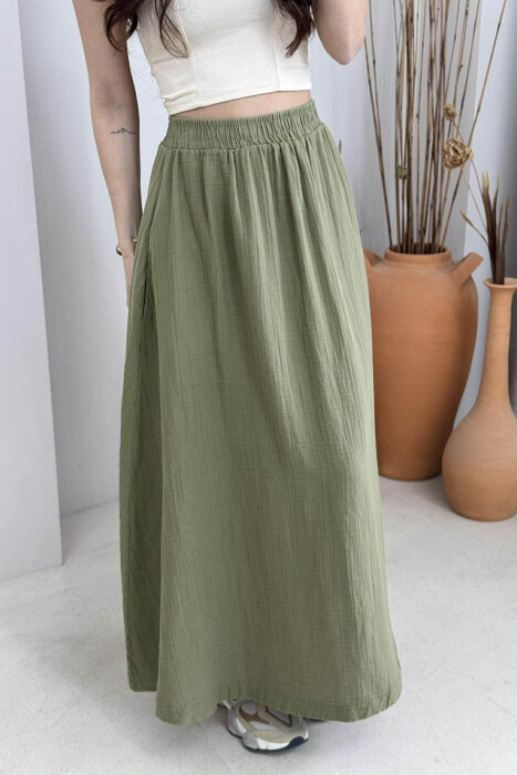 ONE COLOR SIMPLE LONG WOMEN SKIRT GREEN/JESHILE - 1