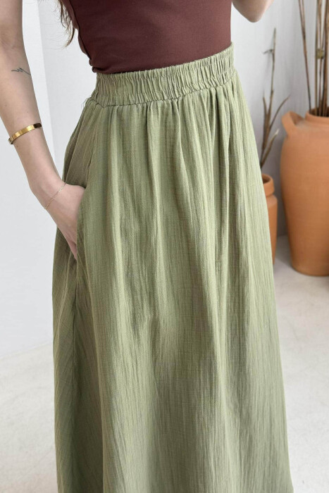 ONE COLOR SIMPLE LONG WOMEN SKIRT GREEN/JESHILE - 10