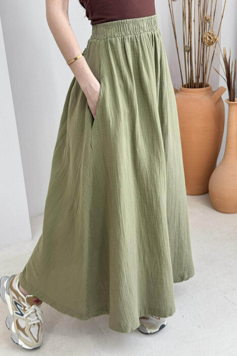 ONE COLOR SIMPLE LONG WOMEN SKIRT GREEN/JESHILE - 11