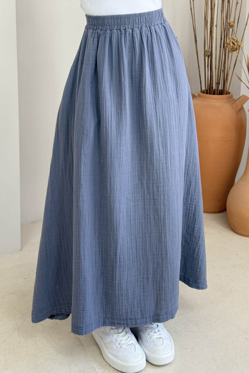 ONE COLOR SIMPLE LONG WOMEN SKIRT GREY/GRI - 1