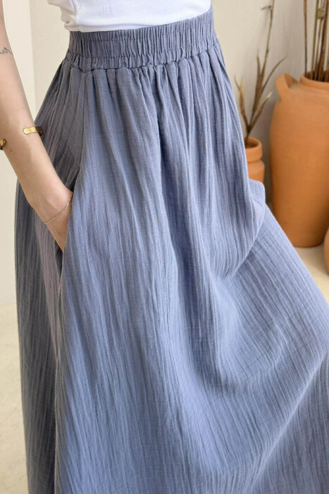 ONE COLOR SIMPLE LONG WOMEN SKIRT GREY/GRI - 4