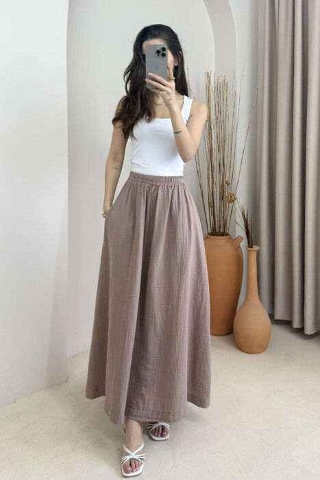 ONE COLOR SIMPLE LONG WOMEN SKIRT VINEGAR/UTHULL - 2