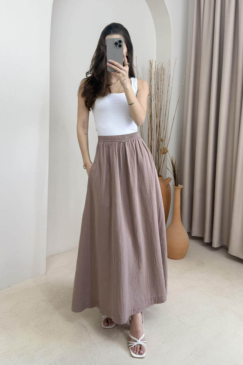ONE COLOR SIMPLE LONG WOMEN SKIRT VINEGAR/UTHULL - 3