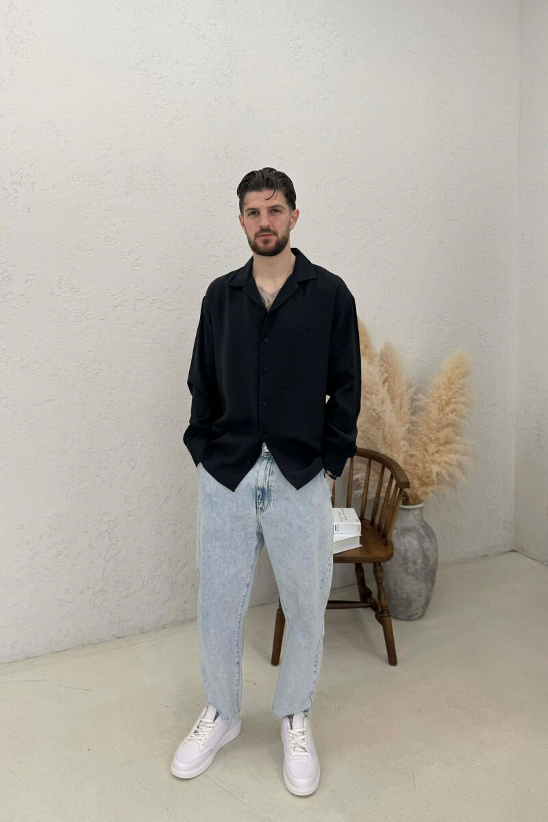 ONE COLOR SIMPLE MAN SHIRT BLACK/ E ZEZE - 3