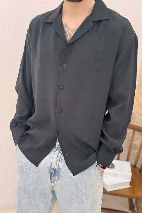 ONE COLOR SIMPLE MAN SHIRT BLACK/ E ZEZE - 4