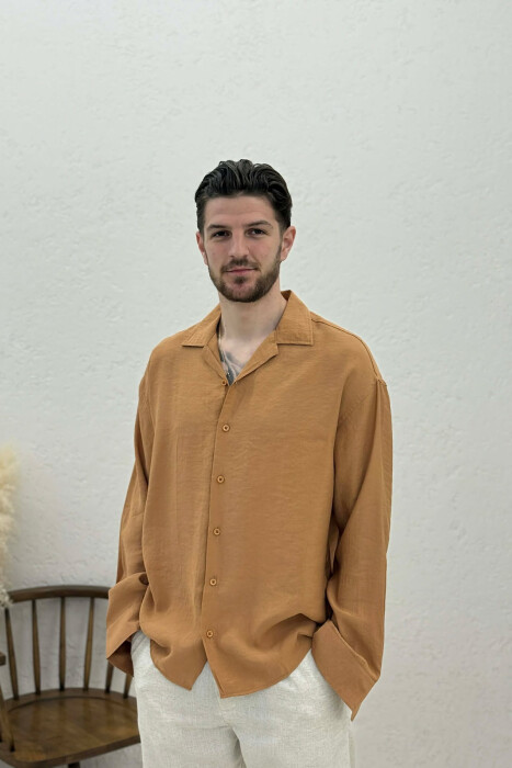 ONE COLOR SIMPLE MAN SHIRT BRICK/TULLE - KLAUDIO FASHION