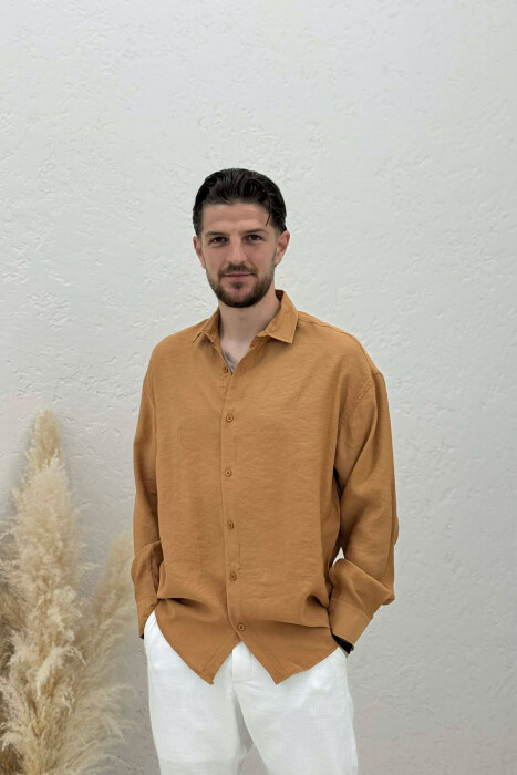 ONE COLOR SIMPLE MAN SHIRT BRICK/TULLE - KLAUDIO FASHION