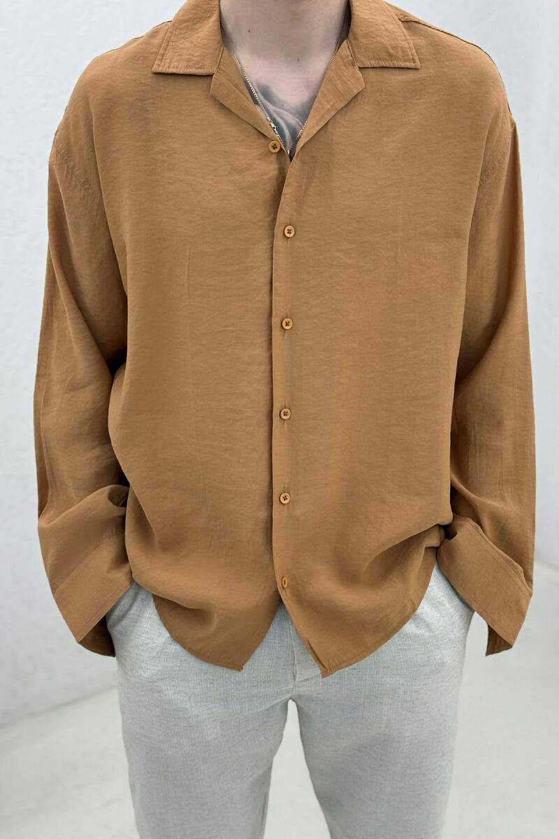 ONE COLOR SIMPLE MAN SHIRT BRICK/TULLE - 3