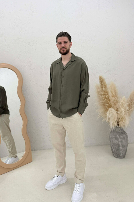 ONE COLOR SIMPLE MAN SHIRT GREEN/JESHILE - 3