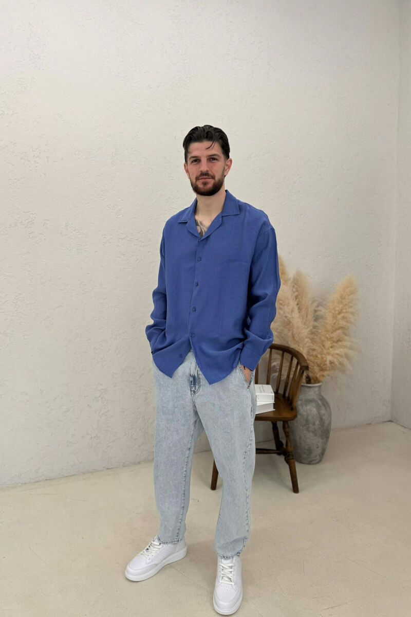 ONE COLOR SIMPLE MAN SHIRT LIGHTBLUE/BZ - 3