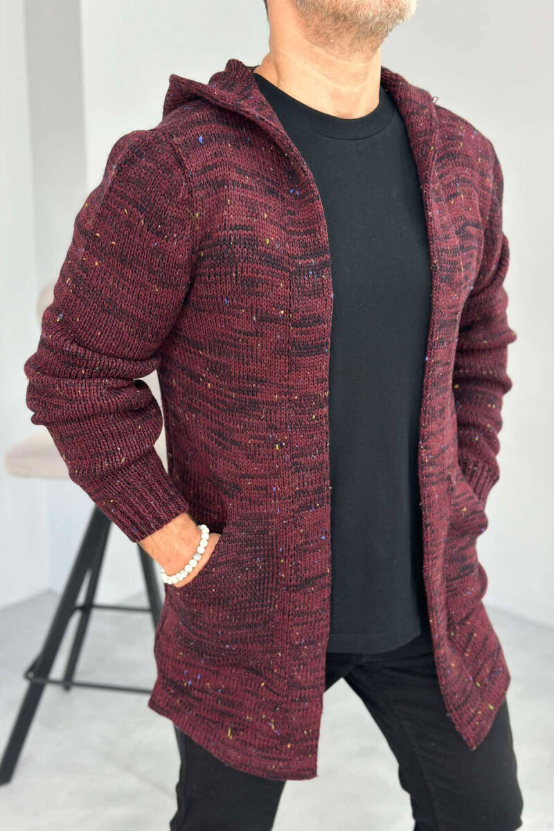 ONE COLOR SIMPLE MEN CARDIGANS BURGUNDY/VISHNJE - 1