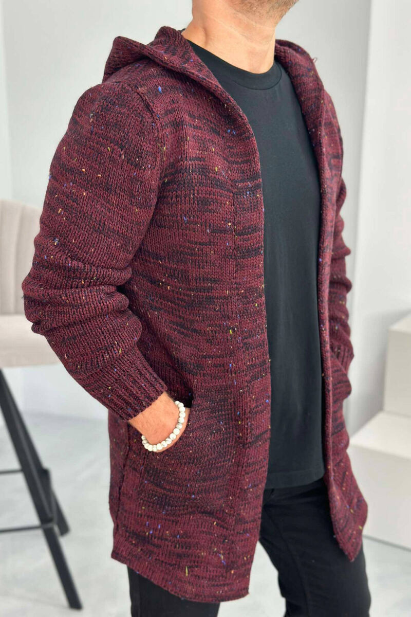 ONE COLOR SIMPLE MEN CARDIGANS BURGUNDY/VISHNJE - 4