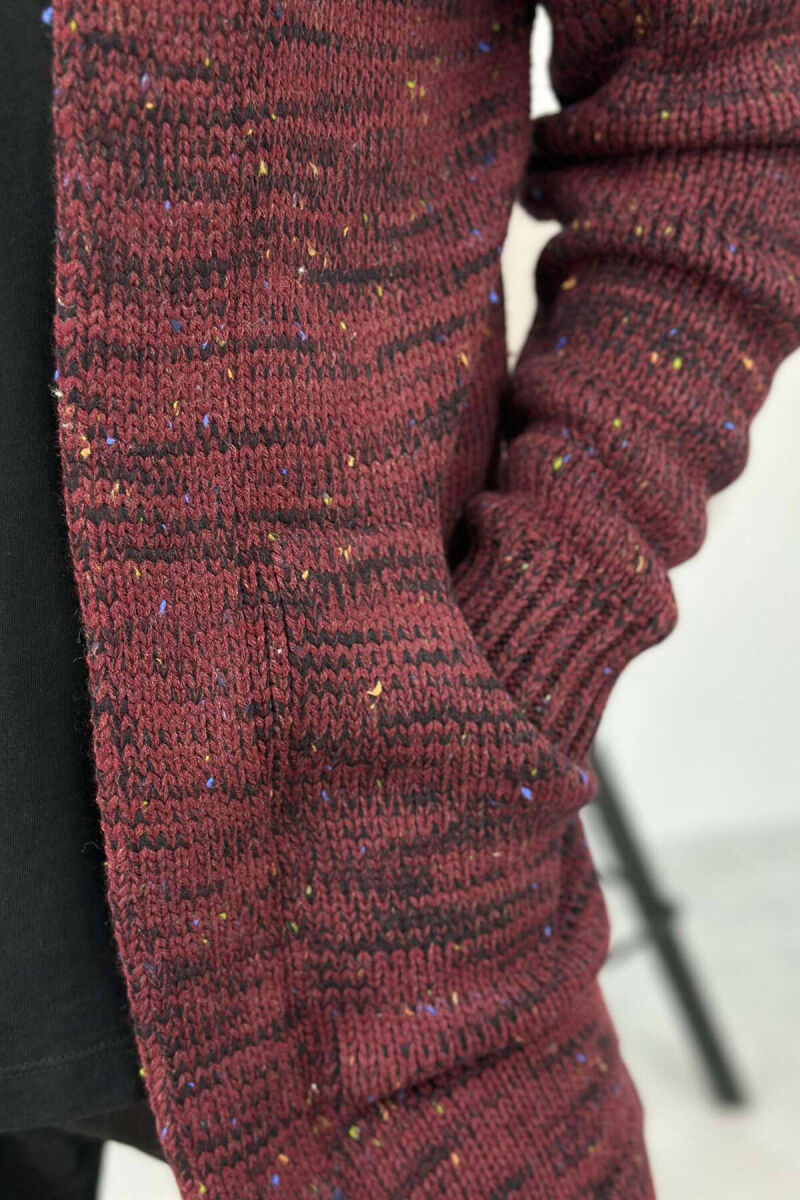 ONE COLOR SIMPLE MEN CARDIGANS BURGUNDY/VISHNJE - 5