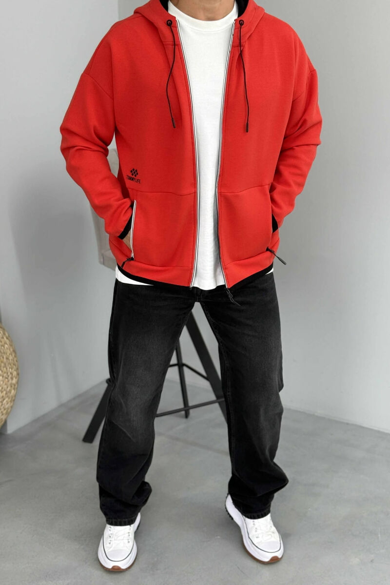 ONE COLOR SIMPLE MEN COTTON JACKETS RED/E KUQE - 2