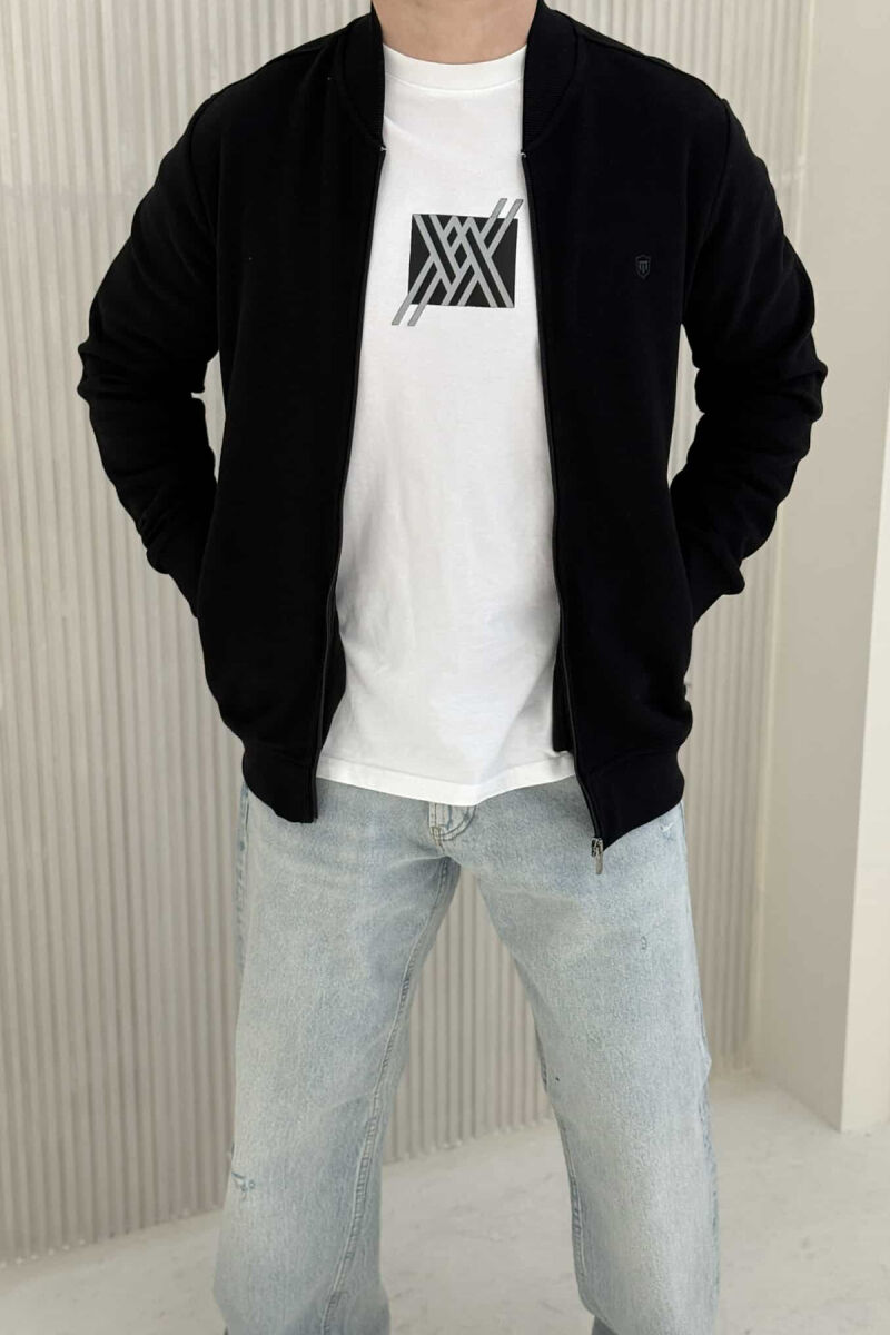ONE COLOR SIMPLE MEN JACKET BLACK/ E ZEZE - 1