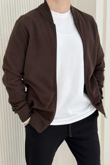 ONE COLOR SIMPLE MEN JACKET BROWN/KAFE - 1
