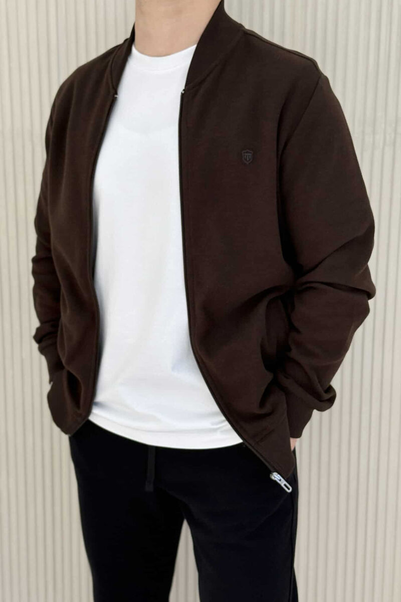 ONE COLOR SIMPLE MEN JACKET BROWN/KAFE - 2