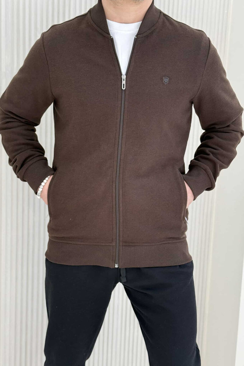 ONE COLOR SIMPLE MEN JACKET BROWN/KAFE - 4