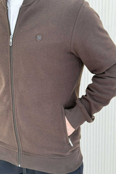 ONE COLOR SIMPLE MEN JACKET BROWN/KAFE - 5