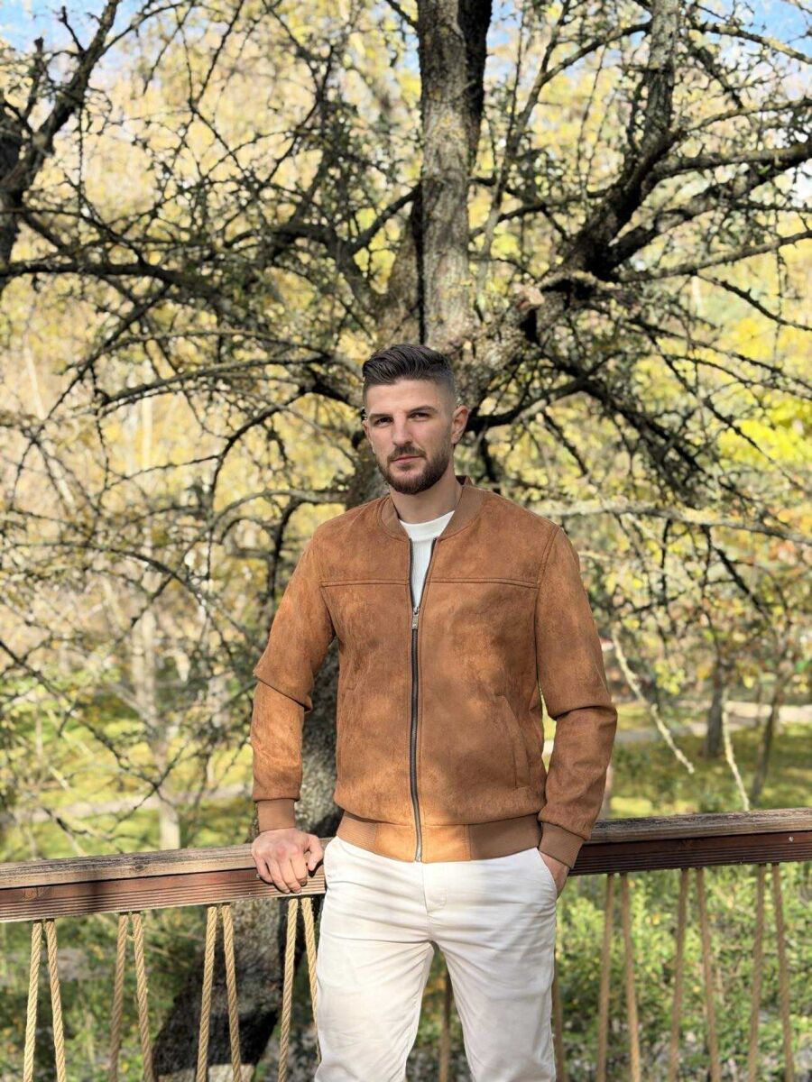 ONE COLOR SIMPLE MEN JACKET DARK BROWN/KAE - 4